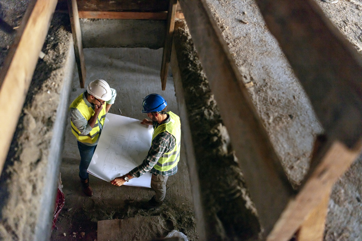 True Line Electrical team planning rough-in electrical work for Melbourne builder project